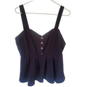 Shein Womens Y2K Babydoll Tank Top 1X Black Buttons Whimsigoth Fairy Grunge Goth